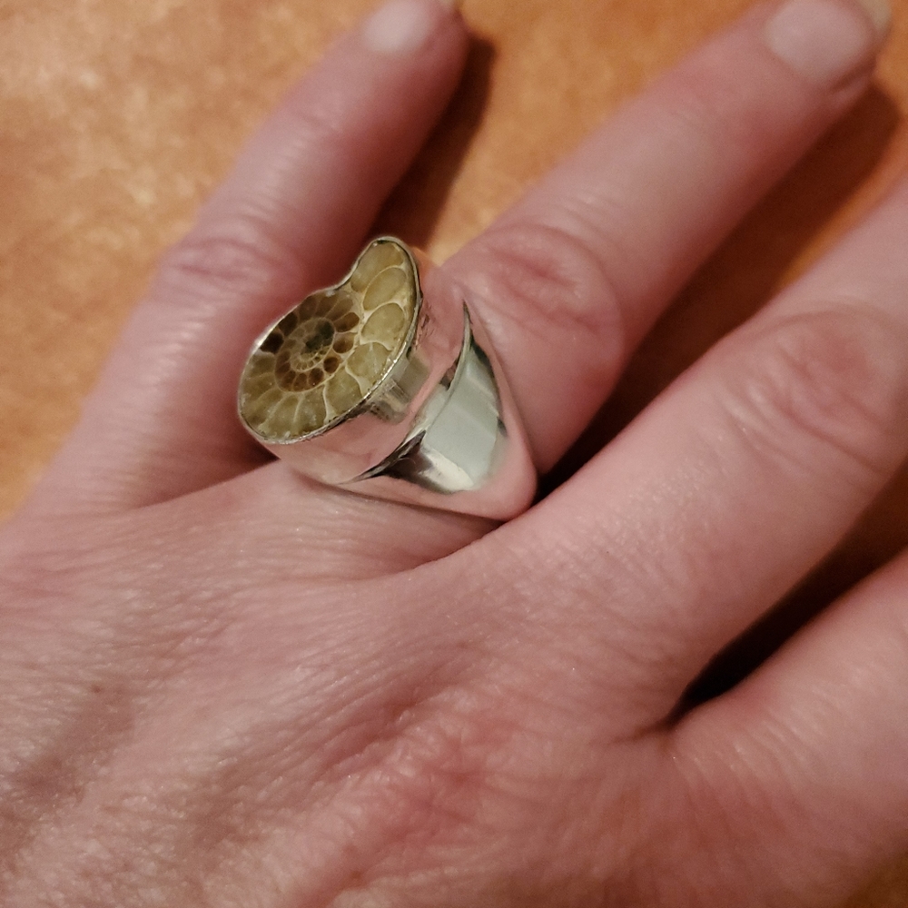 New Men's Ammolite 925 Silver Ring.